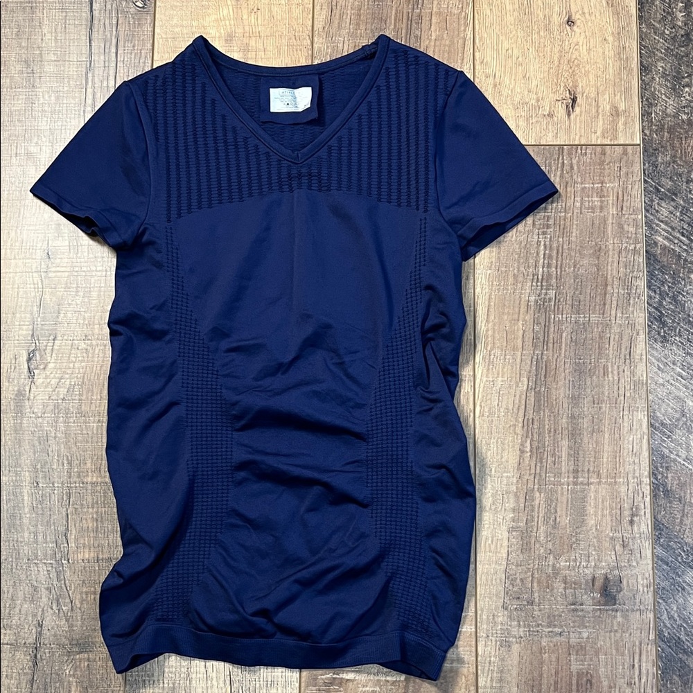 Athleta Blue Short Sleeve V-Neck Athletic Top Size Small